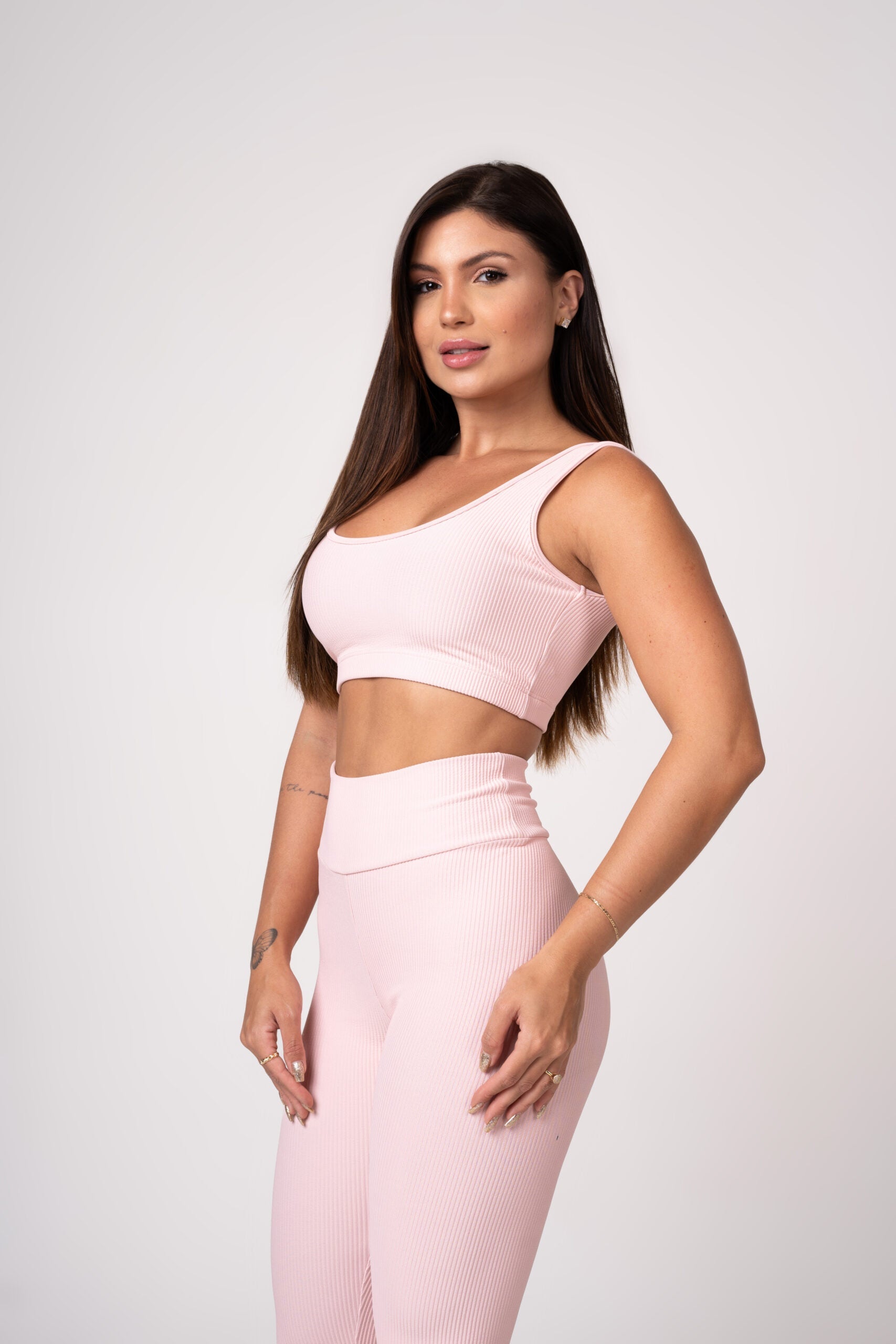 Conjunto Legging e Top Alças Retas Rosa Seco