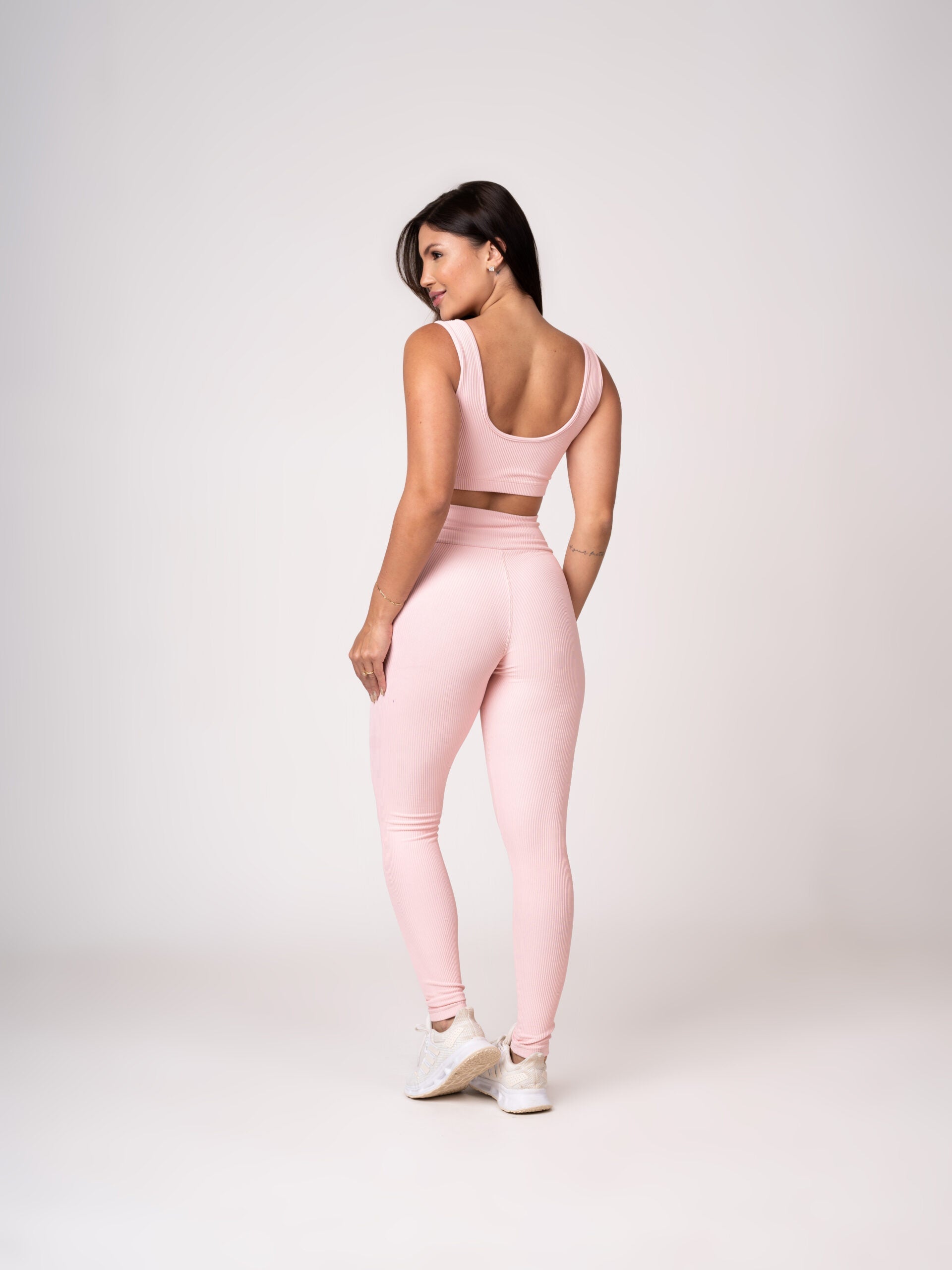 Conjunto Legging e Top Alças Retas Rosa Seco