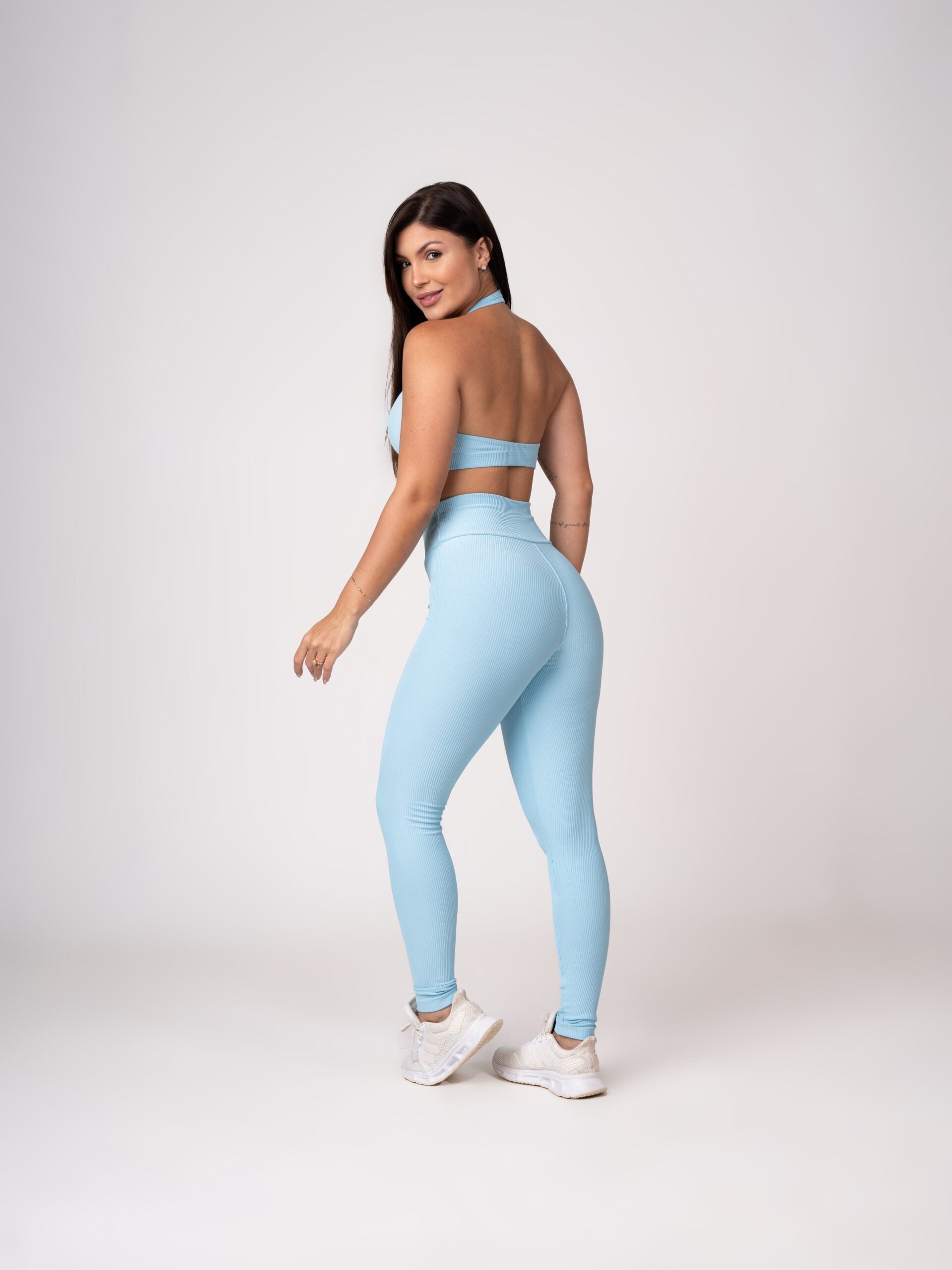 Conjunto Legging e Top Frente Única Azul Caribe Flow