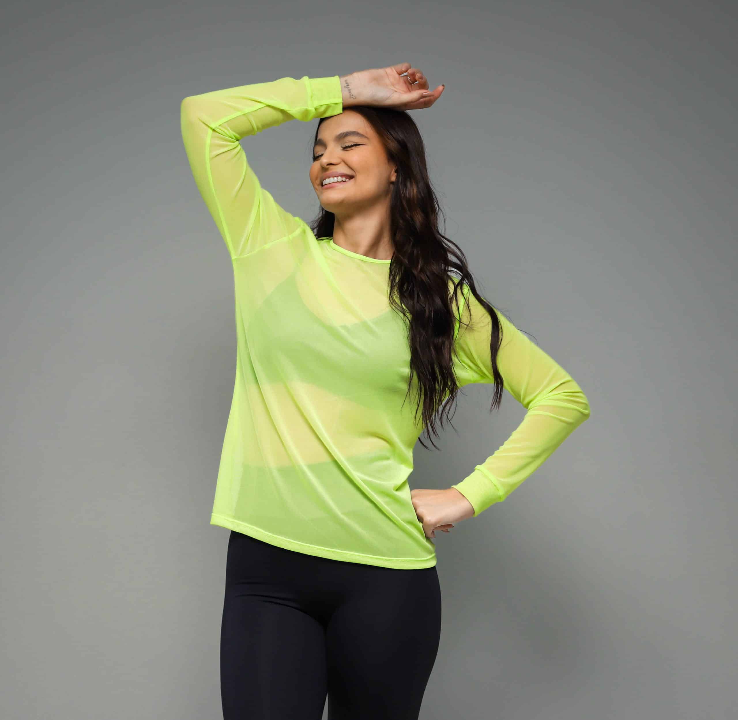 Blusa Tule Manga Longa Lima