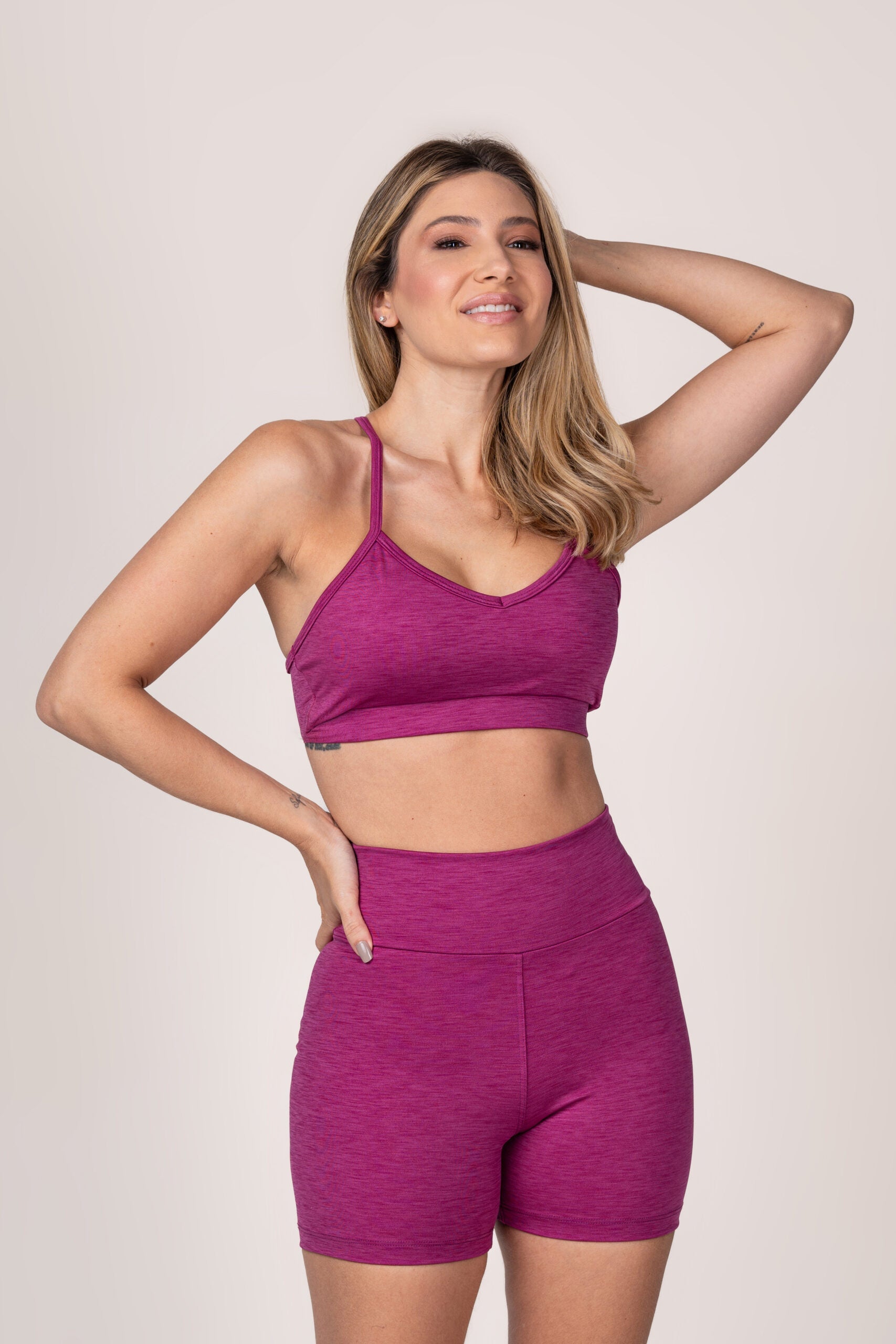 Conjunto Fúcsia Mescla Short e Top