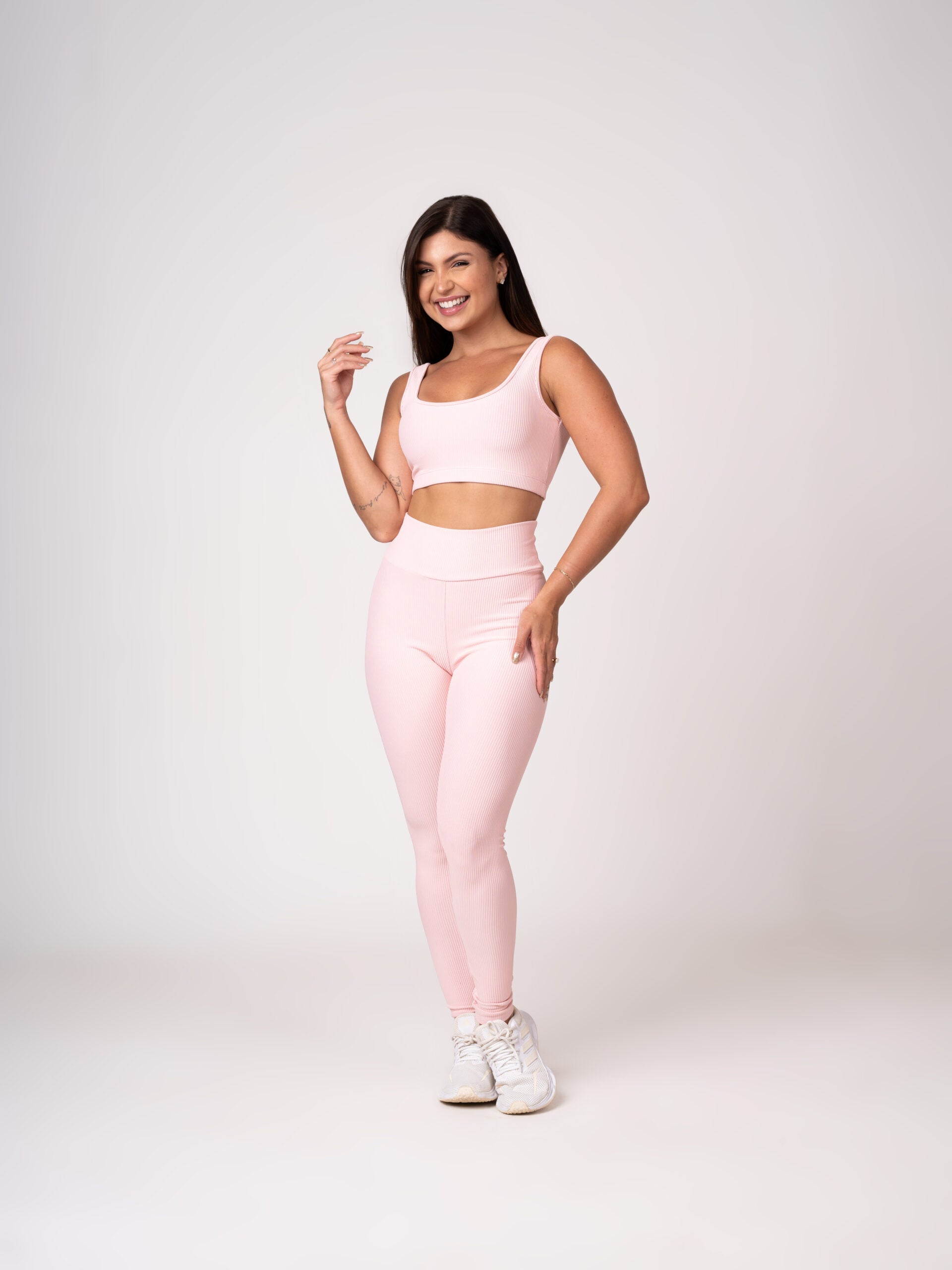 Conjunto Legging e Top Alças Retas Rosa Seco