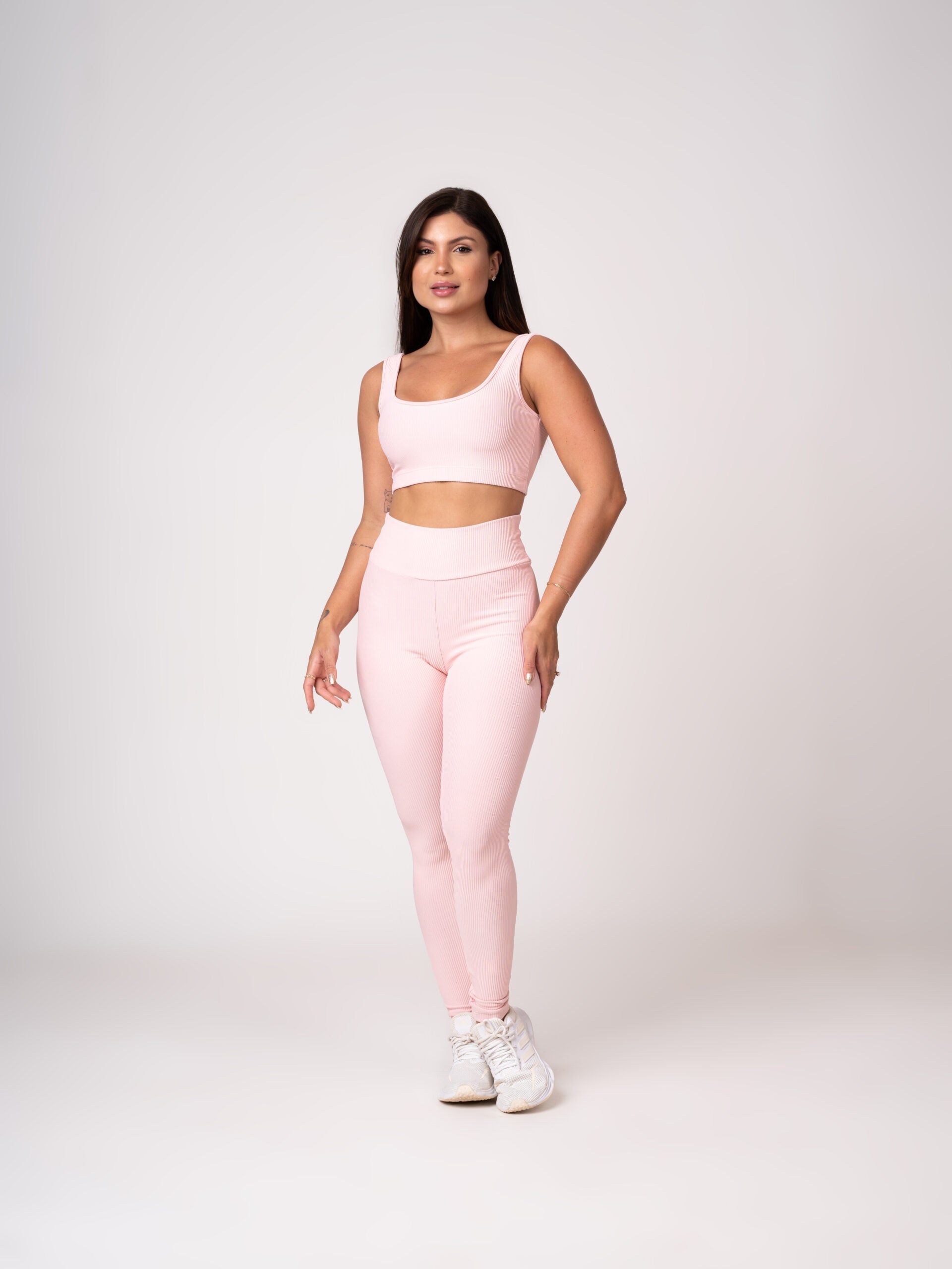 Conjunto Legging e Top Alças Retas Rosa Seco
