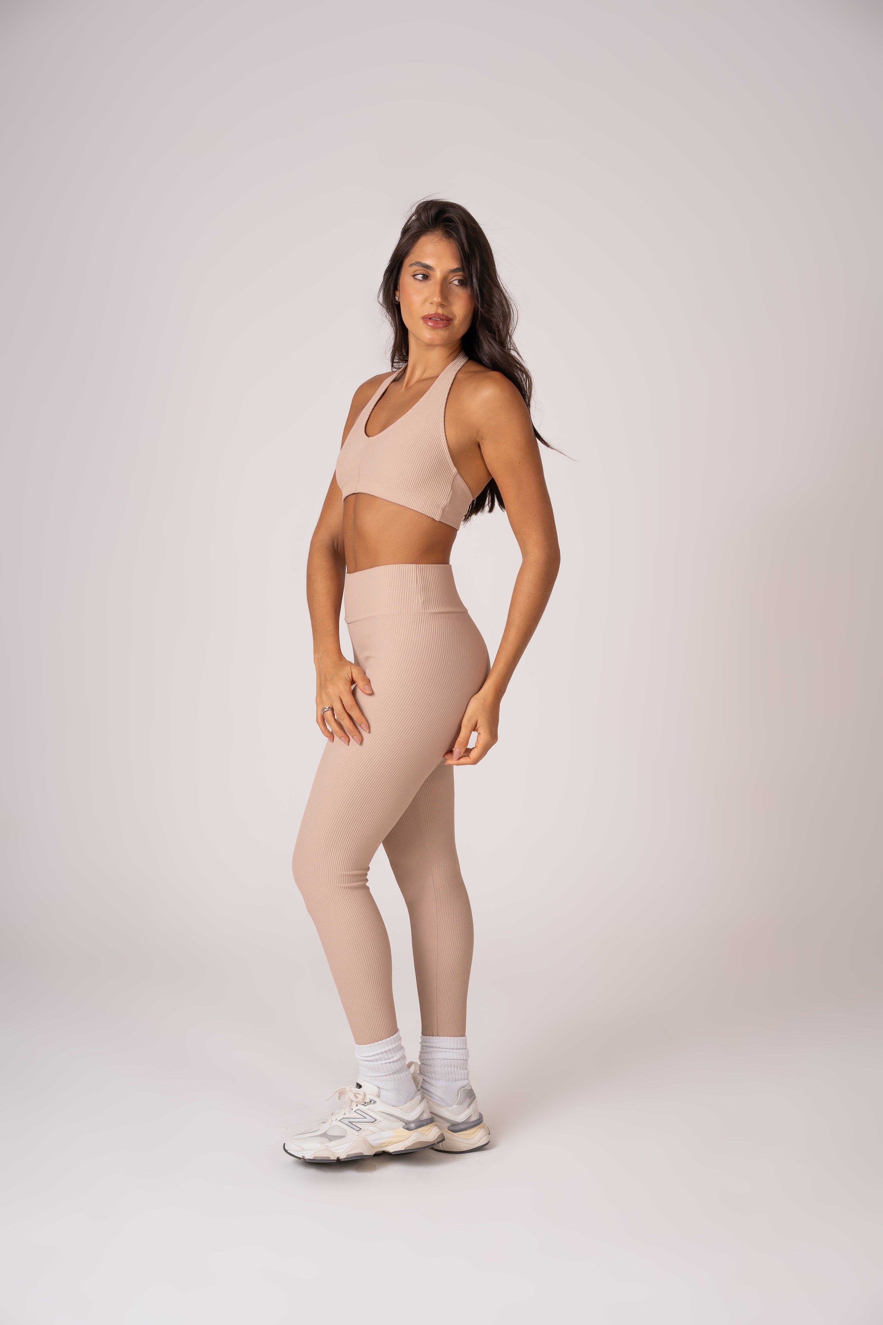 Conjunto Legging e Top Frente Única Beige