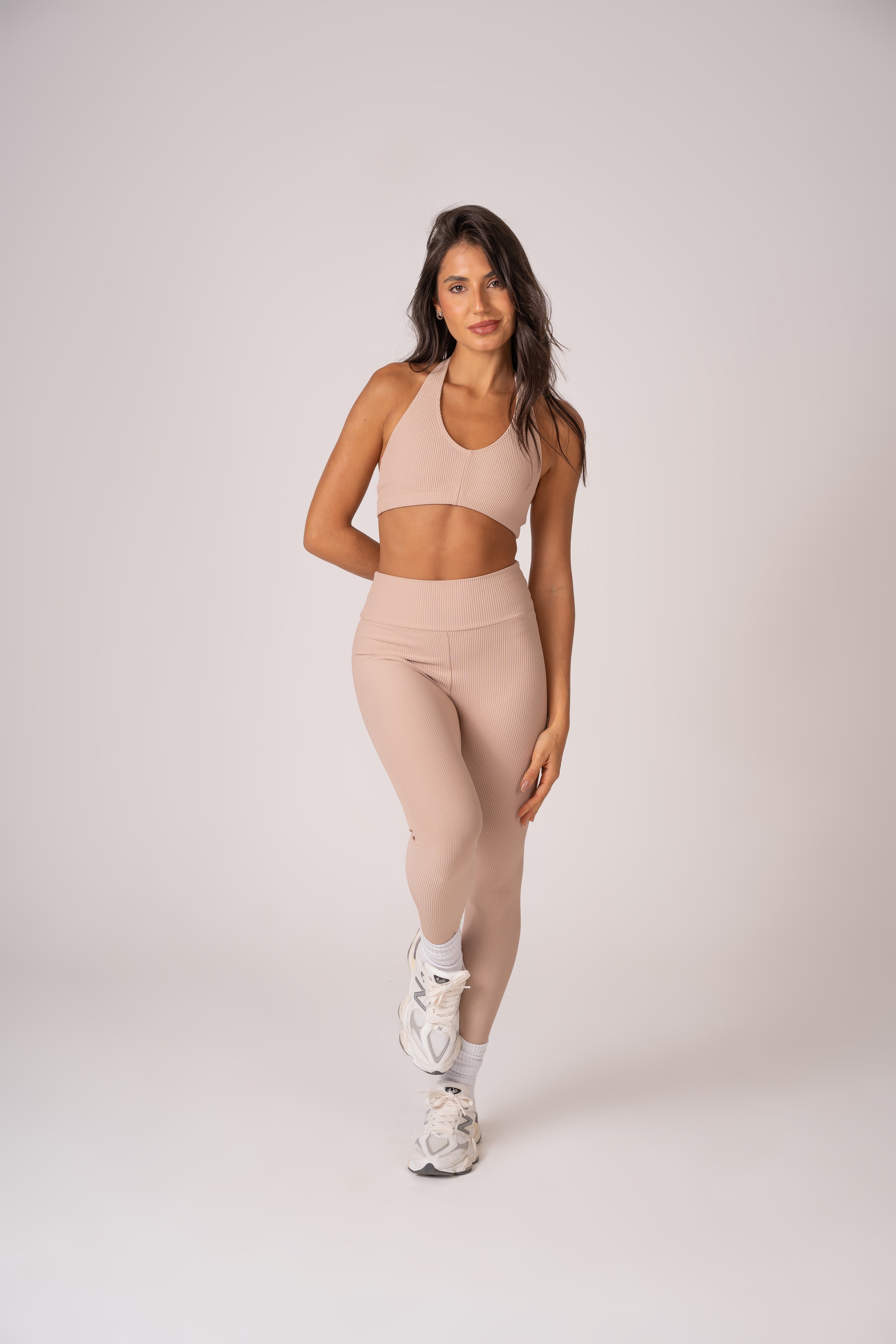 Conjunto Legging e Top Frente Única Beige