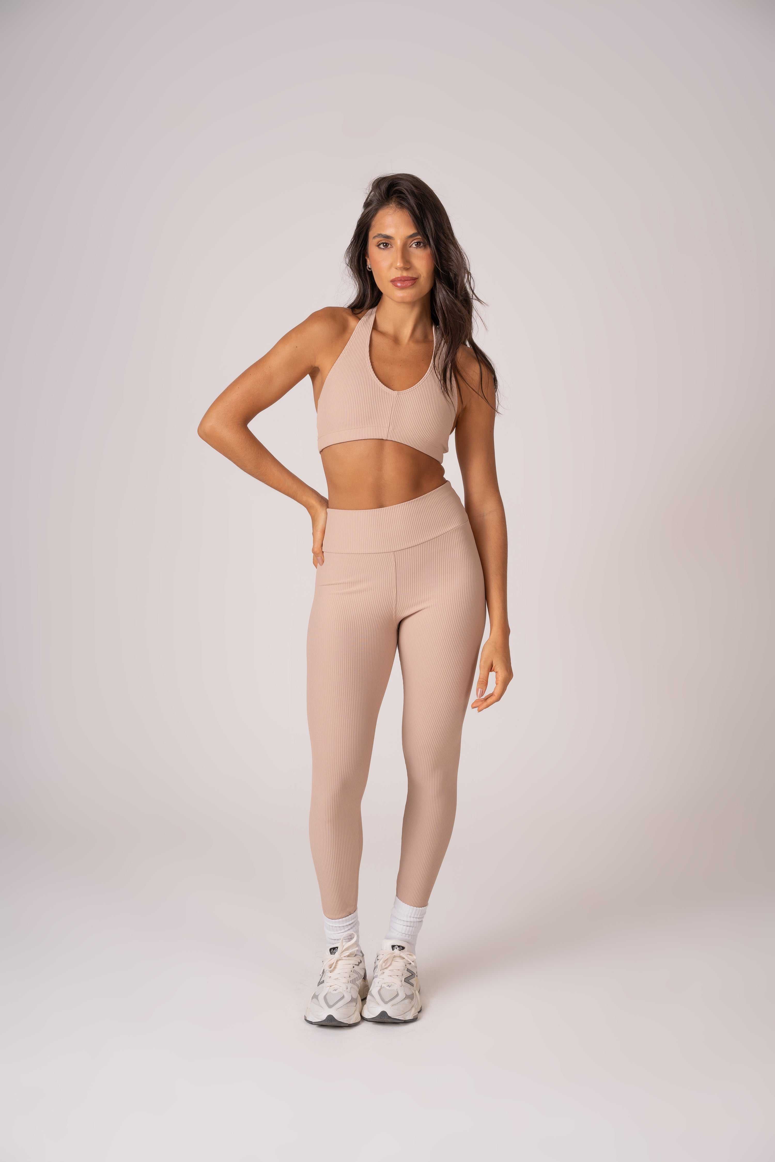 Conjunto Legging e Top Frente Única Beige