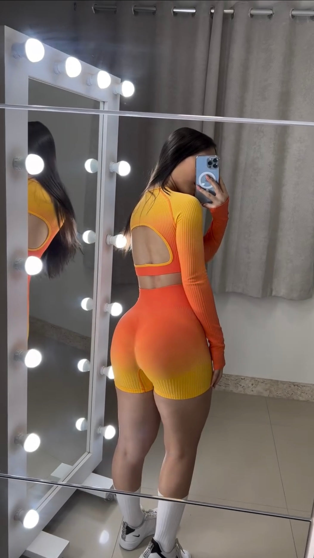 Conjunto Short Laranja Selva - Manga Longa